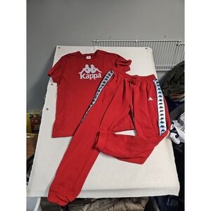 Kappa Logo Sweats Jogger Shirt Track Suit Casual Sportswear Red XXL RED